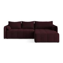 Bordo spalvos sulankstoma/su sandėliavimo vieta kampinė sofa (su dešiniuoju kampu/su gultu) Moku – Makamii