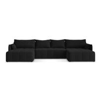 Juodos spalvos sulankstoma/su sandėliavimo vieta kampinė sofa („U“ formos) Moku – Makamii