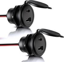 acegoo USB C kištukinis lizdas 12 V, skirtas kemperiui, pilnai iš aliuminio, skirtas automobiliui, valčiai, sunkvežimiui, karavanui, jachtai (greitasis įkrovimas x 2)