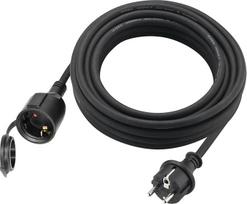 Lauko ilgintuvas 3 m, skirtas naudoti lauke, guminis ilgintuvas su "Schuko" kištuku, IP44 ilgintuvas, 3G 1,5 mm² kabelis, lauko elektros kabelis, su apsauginiu dangteliu, 3500 W, juodas