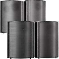 STUDIOFINIX 800 W 6,5 colio lauko garsiakalbis, atsparus vandeniui, su "Bluetooth" stiprintuvu, tvirtinamas ant sienos, atsparus oro sąlygoms, skirtas terasai, sodui, baseinui, namams (4 garsiakalbiai, juodas)