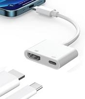 USB C ir 4K 60Hz HD.MI adapteris, skirtas iPhone 15/16 ir HDTV, 2 in 1 C tipo skaitmeninis AV adapteris, sinchronizuojantis ekrano jungtį su 100 W PD prievadu, suderinamas su iPhone 16/15 Pro/15 Plus/15 Pro ir TV projektoriumi