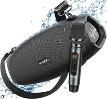 W-KING Didelis "Bluetooth" garsiakalbis su belaidžiu mikrofonu, (120 W maksimalus) 70 W IPX6 nešiojamasis lauko garsiakalbis, "Bluetooth" dėžutė, muzikos dėžutė, trys pasyvūs gilūs bosai/DSP/maitinimo bankas/TF/AUX/EQ/Openeris