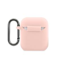Lacoste Liquid Silicone Glossy Printing Logo dėklas skirtas Apple AirPods 1/2 rožinės spalvos