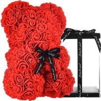 Meškutis Valentino Dienai, Motinos Dienai, Rožių Žiedlapiai, 25 cm su Pakuote, Dovana
