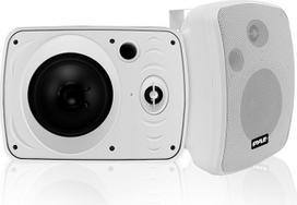 Lauko vandeniui atsparus belaidis "Bluetooth" garsiakalbis - 6,5 colio porinis 2 krypčių oro sąlygoms atsparus sieninis / lubų dvigubas garsiakalbis su sunkiomis grotelėmis, universalus laikiklis, skirtas naudoti terasoje, patalpose - Pyle PDWR64BTW (balt