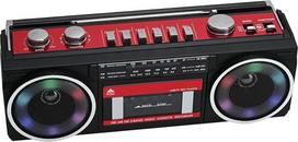 Nešiojamasis kasečių grotuvas "Boombox" AM/FM/SW radijo stotele, kasetinių juostų grotuvas, MP3 "Bluetooth" USB RGB žibintai TF kortelė (raudona)
