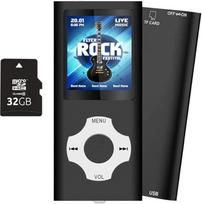 Tabmart MP3 MP4 muzikos grotuvas Inklusiv 32GB MicroSD Unterstützung Garso grotuvas Media Player 1,81 Zoll Farbdisplay FM Radio E-Books Lange Akkulaufzeit Musik Player Schwarz