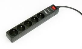 Gembird Surge protector, 5 French sockets, 3 m, black