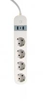 Gembird TSL-PS-S4U-01-W Smart power strip 4 AC outlet(s) Type E 1.5 m 3 3880 W White