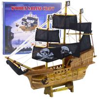 Pirato Laivo Modelis su Juodomis Burėmis 33x29 cm