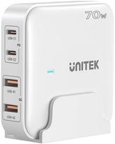 GaN network charger - Unitek P1228AWH01-EU | 70W 2x USB-C 2x USB-A