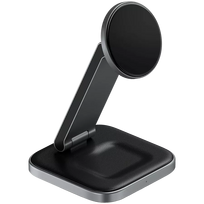 SATECHI 3-in-1 Foldable Qi2 Wireless Charging Stand (Space Gray) with Type A,C,G plugs