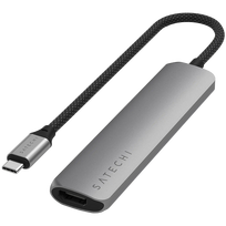 Satechi 6-in-1 USB-C Slim Multiport Adapter (USB-C, 2x USB-A, 4K HDMI, czytnik kart micro/SD) (szary)