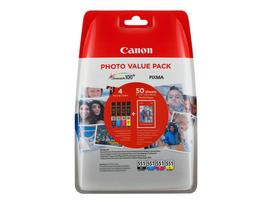 CANON 1LB CLI-551 Value Pack Blister 4x6 Phot Paper PP-201 50sheets + Cyan Magenta Yellow & Photo Black ink tanks