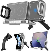 BRIMFORD automobilinis mobiliojo telefono laikiklis "Samsung Galaxy Z Fold 6/5/4", pasukamas 90° kampu su belaidžio įkrovimo funkcija, "2-in-1" ventiliacijos ir prietaisų skydelio laikiklis "iPhone Qi" išmaniesiems telefonams