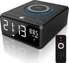 G Keni Radio with CD Player (FM Radio) | Radio with Bluetooth - 10 Watt Wireless Charger, Alarm Clock Digital with LED Display, 3.5 mm AUX, Headphone Jack, USB Input (Black)