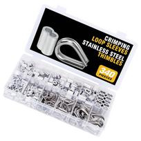 Aluminum Crimping Loop Sleeve 340pcs Cable Ferrule Wire Rope Sleeves Loops Sleeve Assortment Set