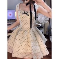 Saldi vasarinė suknelė-tutu su taškuota apykakle, princesės stiliaus, suknelė tortui S- (can be worn within 45kg)
