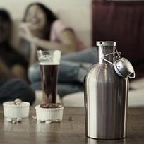 2L 64oz Nerūdijančio plieno alaus butelis Alaus talpykla Namų alaus gamyba Kišeninė flaska „Pasidaryk pats“ Baro įrankiai Sidabrinis gray