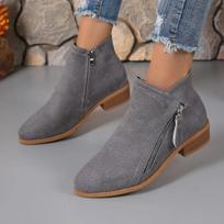 Autumn/winter new boots female side ankle boots female low heel low tube student college style female women shoes women boots 36 tamsiai pilka spalva