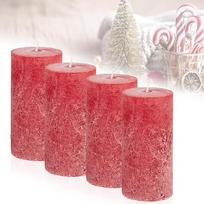 "Candelo" 4 "Ambiente Rustic" žvakių rinkinys Raudona Didelė kaimiška žvakė 12 cm Ilgas degimo laikas apie 54 valandas Kalėdinės žvakės Advento vainikas Nekvepiantis
