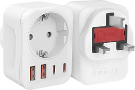 2 kelioninių adapterių pakuotė JK adapteris Anglija Vokietija kištukas, JK adapteris su 2USB + 2USB C (3.4A), JK adapteris, Anglijos lizdo adapteris, G tipo kelioninis adapteris Anglijai, Airijai, Jungtinei Karalystei, Katarui, Malaizijai,