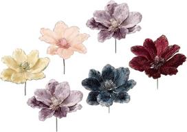 Flair Flower Magnolija 021176VAR Velvet Glitter Kalėdų eglutės vainikai Kalėdų dekoracijos puokštės Gėlių puokštės kompozicija Kreminė rožinė Dusky Pink Sidabrinė mėlyna Tamsiai raudona 19 x 18 x 18 cm
