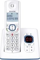 "Alcatel F530" balso belaidis telefonas su atsakikliu, skambučių blokavimu, laisvų rankų įranga ir dviem tiesioginėmis atmintimis, baltas/mėlynas