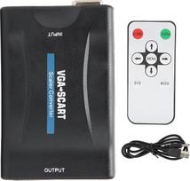 ciciglow VGA į SCART keitiklis, VGA į SCART HD vaizdo ir garso keitiklis Kompiuterių priedai su nuotolinio įkrovimo kabeliu (juodas)