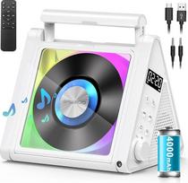 Greadio CD grotuvas Tragbar, 4000mAh Wiederaufladbarer FM Radio mit CD Player und Bluetooth 5.3, USB, AUX, Fernbedienung, 2*10W-HiFi-Sound-Lautsprecher, RGB-Farbige Lichter MP3 CD grotuvas vaikams