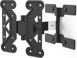Hama TV Wall Mount Swivelling, Tilting, Slim (19 - 48 Inch TV Mount for TVs up to 25 kg, Max. VESA 200 x 200, 1 Arm, Extendable Bracket Including Fischer Dowels and Drilling Template) Black