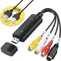 USB-Videoaufnahmekarte, USB-2.0-Video-Grabber VHS auf Digital-Konverter, Mini-DV, VCR, Hi8, DVD-zu-Digital-Konverter, Adapter für PC, TV, Tape-Player, Camcorder, unterstützt Windows 2000, XP, Vista