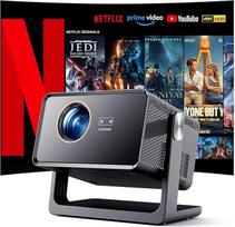 WOLFANG mini projektorius 4K "Netflix" oficialus ir automatinis fokusavimas/trapezoidinė korekcija, 28000 liumenų "WiFi 6" išmanusis projektorius su "Bluetooth", namų kino projektorius su 180° stovu 300 colių ekranui/iOS