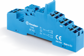 Push-in terminal sockets   Mounting method: DIN rail (top hat rail) 35 mm   (A): 8   Colour: Blue   Protection Category: IP 20   Accessories: Metal or plastic retaining clip;jumper link;coil indication and EMC suppression modules;timer modules 97P27SMA | 8012823412979
