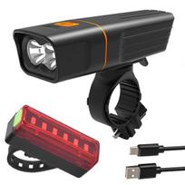 Priekinių ir galinių žibintų komplektas dviračiui su LED USB