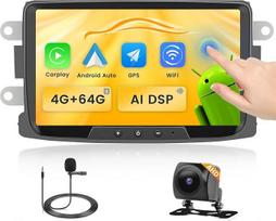 "Fuluku" 4+64G "Android" automobilinis radijas "Renault Dacia Duster Sandero Logan Dokker Lodgy" su belaidžiu karpytuvu ir "Android Car", 8 colių IPS jutiklinio ekrano radijas su "Bluetooth 5.0" / GPS / apsisukimo kamera / FM / WiFi