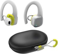 "Hama" "Bluetooth" sportinės ausinės (ausinės su kabliuku, belaidės ausinės su 35 valandų baterija, TWS ausinės su apsauga nuo vandens IPX5, atsparios prakaitui, mygtukinis valdymas) Balta/geltona