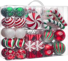 Valery Madelyn Kalėdų eglutės dekoracijų rinkinys, 108ct Candy Cane, raudonos, žalios, baltos spalvos, atsparūs dužimui kalėdiniai papuošalai, urmu, dekoratyviniai kabantys papuošalai Kalėdų eglutei, Kalėdoms, šventėms,