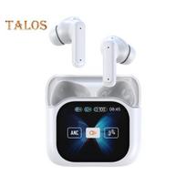Kalbos vertimo ausinės, valdomos lietimu, suderinamos su Bluetooth, 144 kalbos, įdedamos į ausis, LCD jutiklinis ekranas, realaus laiko vertėjas balta
