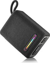 "NGS Roller Furia 1 Black" - nešiojamasis garsiakalbis su "Bluetooth" technologija, RGB apšvietimu, IPX6 vandeniui atsparus, 15 W, "True Wireless", USB, baterija veikia 9 valandas, juodas