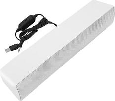 EIMSOAH USB kabelis Stereo Soundbar, muzikos grotuvas, Bass Surround Soundbox, 3,5 mm įvestis, 3D stereofoninis garsas, platus suderinamumas, garsumo valdymas, klasikinė išvaizda (balta)