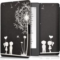 kwmobile Flip Case Compatible with Kobo Aura Edition 2 Case - eReader Case - Dandelion Love White Black