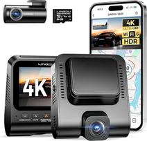 LINGDU V620 Dash Cam Automobilinė priekinė galinė 4K + 1080P, 2,4 colio IPS WiFi Dash Cam automobilinė kamera su 64GB SD kortele, dviguba automobilinė kamera su balso išvestimi, parkavimo stebėjimas, ypač geras naktinis matymas, WDR, GPS, 170° plotis