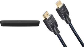 Panasonic SC-HTB200EGK 2.0 Soundbar for TV (Dolby Soundbar, Bluetooth, HDMI, 80 Watt RMS, Small Soundbar) Black & Amazon Basics - Braided HDMI Cable, 0.9 m
