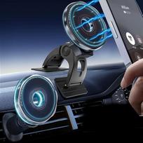 YVVV 15 W magnetinis automobilio laikiklis su įkrovimo funkcija, mobiliojo telefono laikiklis automobilyje su stipriais magnetais ir greituoju įkrovimu, 360° kampu besisukantis mobiliojo telefono laikiklis "iPhone 16/15/14/13/12", prietaisų skydelis / ven