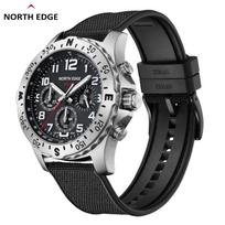 NORTH EDGE 2024 m. MACH 2 vyriški laikrodžiai Solar Power 316 nerūdijančio plieno korpusas Kvarcinis laikrodis vyrams Pilot vandeniui atsparus 50M chronometras juoda