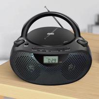 Nešiojamas stereo CD grotuvas Boombox su AM/FM radiju, Bluetooth garsiakalbiu, USB atkūrimu juoda