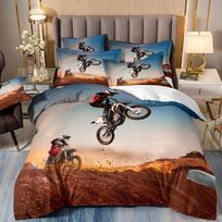Vienos paklodės komplektas vaikams, berniukams, paaugliams, su motociklo 3D visureigio spaudiniu, miegamojo dekoracija 100x135cm 2pcs&Duvet Cover