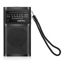Mini radijo nešiojamasis FM/AM dviejų dažnių juostų imtuvas didelio jautrumo stereo kišeninis radijas su 3,5 mm lizdu, skirtas vaikščioti pėsčiomis juoda